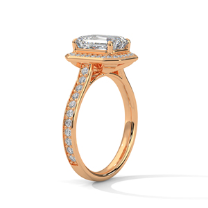 แหวนหมั้นดีไซน์ unisex ลดราคาพิเศษ ผลิตจากทองคำกุหลาบ 14k ประดับเพชรทรงเหลี่ยมมรกตจากแล็บ ราคาขายส่ง - Product Image 2