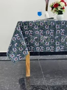 Nappe en coton indienne faite à la main, magnifique nappe en coton imprimée à la main pour mariage, nappe en coton à vendre - Product Image 2