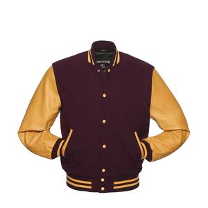 Chaqueta universitaria con logotipo personalizado para hombre, chaqueta universitaria de béisbol con mangas de cuero bordadas, chaqueta universitaria con letras para hombre - Product Image 3