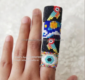 Anillo de dedo de estilo bohemio cristiano con cuentas de semillas de fácil uso Forma de bola Regalo religioso - Product Image 6
