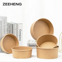 Conteneur alimentaire jetable de 500 ml, 750 ml, 1000 ml, 1100 ml, 1300 ml, bol à salade en papier kraft personnalisé imprimé avec couvercles