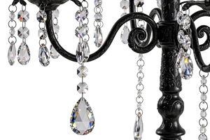 Candélabre en aluminium noir à 5 bras avec cristaux, 32 pouces, moderne, de haute qualité, support de bougies sur pied, centre de table pour mariage, Halloween, dîner - Product Image 2