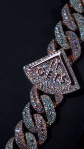 Cadena Cubana de Lujo con Logotipo Personalizado, Collar de Diamantes Moissanite, Joyería Hip Hop Cubana de Miami, Micro Pavé, Plata 925 - Product Image 4