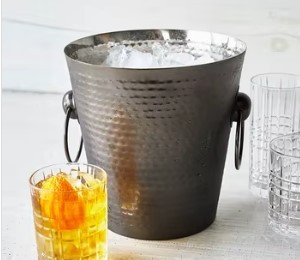 Cubeta de Hielo de Metal Galvanizado con Base y Asas con Diseño de Conchas Azules para Enfriar Bebidas en Fiestas - Product Image 3