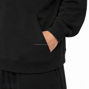 Ensemble de survêtement ample et oversize pour homme avec fermeture éclair intégrale, en molleton de coton épais, sweat-shirt et pantalon de jogging, logo personnalisé, OEM ODM, vente en gros - Product Image 4
