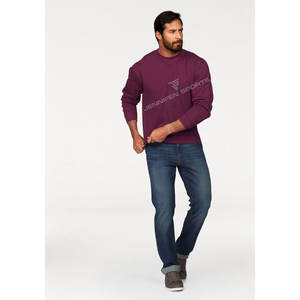 เสื้อสเวตเชิ้ตคอกลมผ้าฟลีซคอตตอนทรงโอเวอร์ไซส์สำหรับผู้ชาย แต่งขอบคอริบบ์  แบบเรียบง่าย - Product Image 3