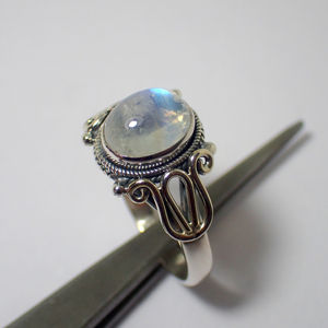 แหวนพลอยมูนสโตนธรรมชาติสำหรับผู้หญิงแหวนเงินสเตอร์ลิง925สำหรับงานหมั้นวันเกิดครบรอบปาร์ตี้ของขวัญสำหรับผู้หญิง - Product Image 1