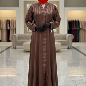 Abaya de créateur à ouverture frontale en dentelle brodée, pour usage quotidien, style burqa, avec foulard islamique Dupatta, imprimé marbré importé - Product Image 1