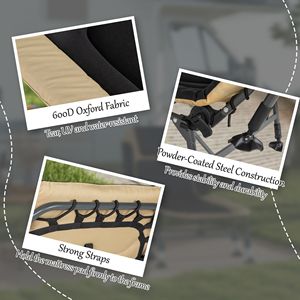    Cama Plegable Portátil Resistente para Acampar, Color Blanco Crema, Reclinable 180 Grados, con Cojines Acolchados Suaves y Reposacabezas, 400 - Product Image 5