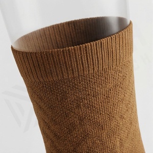 Crew <b>Socks</b> Solid Color Breathable Knitted Regular Style Adult Casual Wear Brown - Product Image 4
