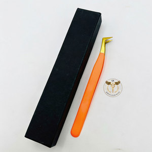Pinzas Profesionales de Titanio Dorado en Forma de L para Extensión de Pestañas, Punta de Fibra de Precisión, Herramienta de Belleza de Acero Inoxidable - Product Image 4