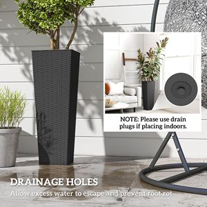 Set di 2 Fioriere Nere in Plastica Alte 81 cm con Fori di Drenaggio per Piante e Fiori da Esterno - Product Image 6