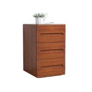 Modern Teak <b>Wood</b> Nightstand 3 Drawer <b>Storage</b> Cabinet for Bedroom - Product Image 1