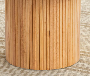 Table basse ronde en bois de manguier, style farmhouse moderne et contemporain, portable, pour salon, chambre, décoration intérieure - Product Image 5