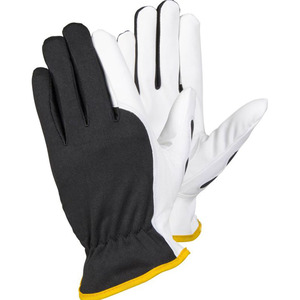 Gants de travail de sécurité en cuir durables, anti-chaleur, avec logo personnalisé, lavables, pour mécaniciens, de la marque BS Construction, avec manchette élastique résistante. - Product Image 4