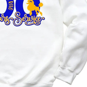 Sudadera de cuello redondo blanca para mujer, 100 años de servicio, estilo hermandad, de forro polar, informal, ropa griega, regalo de aniversario, personalizada - Product Image 4