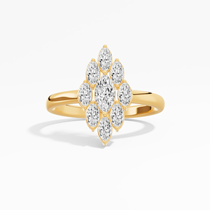 Bague Classique Femme en Moissanite Marquise, Sertie en Grappe, 0,67 ct total, Plaqué Rhodium, Or 10K 14K 18K, Vente en Gros, Fournisseur tiers - Product Image 5