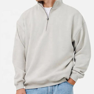 Sudadera con cremallera de 1/4 para hombre, estilo casual, corte holgado, cuello simulado, hombros caídos, manga larga - Product Image 1