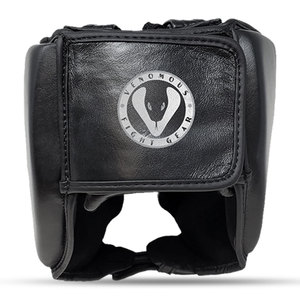Black Thunder Boxing <b>Head</b> Guard Leather MMA Muay Thai Sparring Protective Headgear <b>Training</b> Helmet - Product Image 3