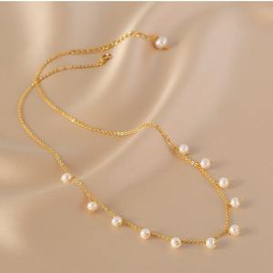 Collier pour femme de style français à la mode, chaîne de clavicule haut de gamme, perles d'eau douce naturelles, luxe simple, luxe haut de gamme - Product Image 1