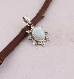 Pendentif en Larimar Naturel, Bijoux en Argent Sterling 925, Vente en Gros, Collier en Pierre Précieuse Larimar Bleu Océan pour Femmes, Argent Fait Main - Product Image 4