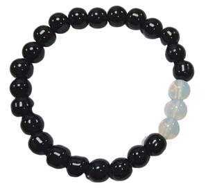 Crystal <b>bracelet</b> Black Obsidian & <b>Opal</b> Round Beads <b>Bracelet</b> 8mm Stone Gemstone Fashion Men and Women Gift Energy - Product Image 5