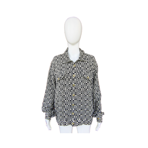 Chaqueta Bomber de Mujer de Primera Calidad, Estilo Bohemio Tejido, Ecológica, para Otoño/Invierno, 100% Algodón, Cierre de un Solo Botón, Color Sólido - Product Image 1