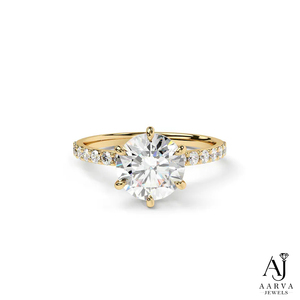 Anillo de Compromiso AARVA JEWELS con Diamante Cultivado en Laboratorio para Mujer, Chapado en Oro Rosa, Engaste de Garra, Corte Brillante, Solitario de Lujo - Product Image 3
