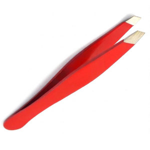 Pinzas Profesionales para Cejas Rojas para Mujer, Punta Inclinada, Depilación, Maquillaje, Herramienta de Belleza, Acero Inoxidable, Precisión para Cejas - Product Image 3