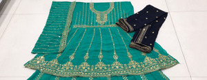 Readymade Traditional Ethnic <b>Indian</b> Pakistani Lehenga & Dupatta Set, Georgette With Embroidery Work Full Stitching Party Wear - Product Image 4