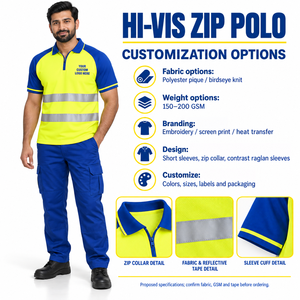 Polo de travail haute visibilité respirant et antibactérien en polyester certifié CE pour techniciens utilitaires, ingénieurs sur le terrain et vêtements de travail extérieurs - Product Image 5