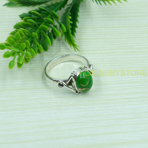 Bague en turquoise verte naturelle, argent sterling 925, bague statement, design artisanal, bague en pierres précieuses, bijoux en turquoise, cadeau - Product Image 2