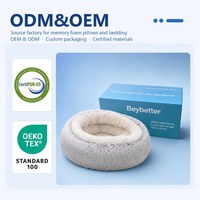 Coussin rond en peluche pour chat et petit chien, type donut