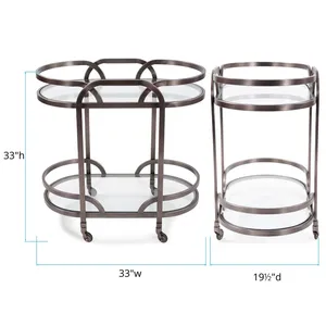 Chariot de service en verre World Trend, nouveau style, chariot de bar de luxe pour bar à domicile, chariot de service haut de gamme pour l'hôtellerie, finition plaquée - Product Image 5
