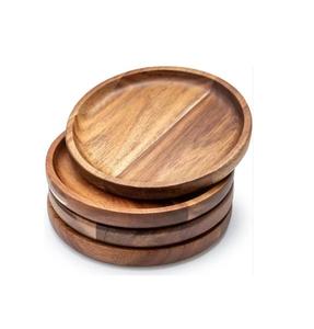 Assiette en bois jetable ronde naturelle pour restaurant japonais, idéale pour le pain et les fruits – Vente en gros - Product Image 1