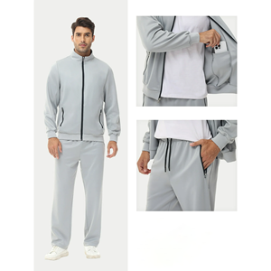 Conjunto Deportivo de Invierno para Hombre, Tallas Grandes, Color Sólido, Corte Regular, Informal, con Bolsillos Ecológicos, Orientado a la Exportación - Product Image 2