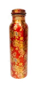 Botella de Agua de Vidrio Martillado de Cobre de 500 ml, Diseño Moderno, Acabado Mate con Puntos Grabados, para Cocina y Bar, METAL - Product Image 6