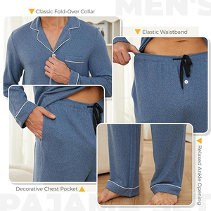 Breathable Fabric <b>Men</b> Night Suit Short Sleeve Crew Neck Shorts <b>Set</b> Elastic Waist Soft Lightweight Summer <b>Pajamas</b> Home - Product Image 3