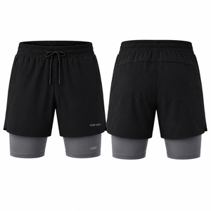 Double <b>Layer</b> Compression Shorts - Quick Dry Four-Way Stretch Fabric with Custom Logo Printing Suited for Gym and All-Season - Product Image 3