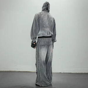 กางเกงวอร์มผู้ชายแบบสั่งทำพิเศษสำหรับฤดูหนาว  ผ้าทอ  โลโก้ด้านหน้า  แฟชั่นผู้ชาย  ผ้าฝ้ายหนานุ่ม 100%  ลุควินเทจ  ซิปเต็มตัว  ทรงหลวม  ชุดวอร์ม - Product Image 2