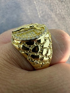 Anillo de Cruz de Jesús con Incrustaciones de Diamantes para Hombre, Acabado en Oro de 14k, Plata de Ley 925, Moissanita, Joyería Hip Hop Brillante - Product Image 3