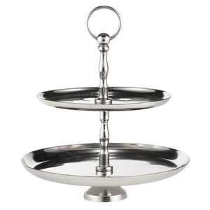 Support à gâteau à 2 étages en métal élégant, design pétales dorés de luxe, pour mariages et réceptions à domicile, au meilleur prix. - Product Image 6