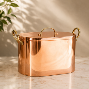 Caja de Pan de Cobre con Tapa Abatible y Diseño de Ventilación para Encimera de Cocina, Almacenamiento de Pan y Productos de Panadería - Product Image 1