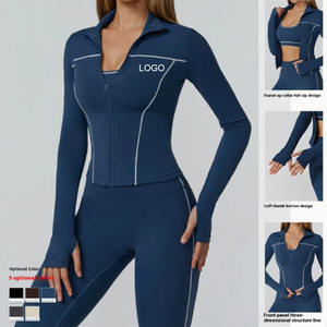 Women's Plus Size Elastic Waist <b>Yoga</b> <b>Jacket</b> Windproof Slim Fit Solid Color-Block Brushed Design High Waist 2-Piece Set for - Product Image 1