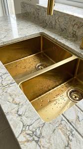 Évier de cuisine en laiton haut de gamme fait main, style ferme, durable, installation sur comptoir, design moderne - Product Image 1