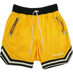 Pantalones Cortos de Baloncesto para Hombre, de Malla a Rayas, de Secado Rápido, Cintura Media, con Cordón Ajustable y Bolsillo con Cremallera, 180g, Ropa Deportiva - Product Image 2