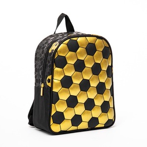 Sac à dos unisexe en PU à motif géométrique hexagonal, résistant à l'eau, avec fermeture éclair, sac à dos de jour - Product Image 2