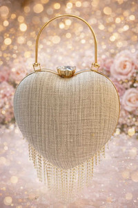 Women Luxury <b>Heart</b> <b>Shape</b> Tassel Clutch <b>Bag</b> Rhinestones Wedding Party Evening Waterproof Eco-Friendly Handbag - Product Image 3