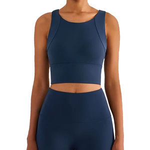 Sujetador deportivo con cuello en U para mujer, top corto personalizado para gimnasio, entrenamiento y yoga con un elegante diseño en la espalda - Product Image 1