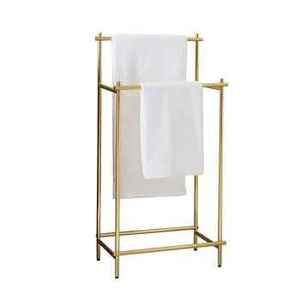Porte-serviettes de table moderne à double barre en bois blanc, support de comptoir minimaliste pour salle de bain, organisateur de serviettes de toilette - Product Image 3